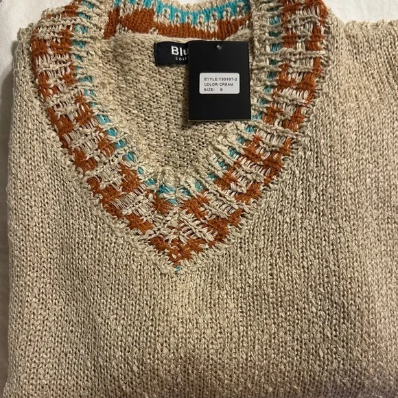 Blue B Women's V-Neck Sweater - Beige and Brown - Picture 6 of 6